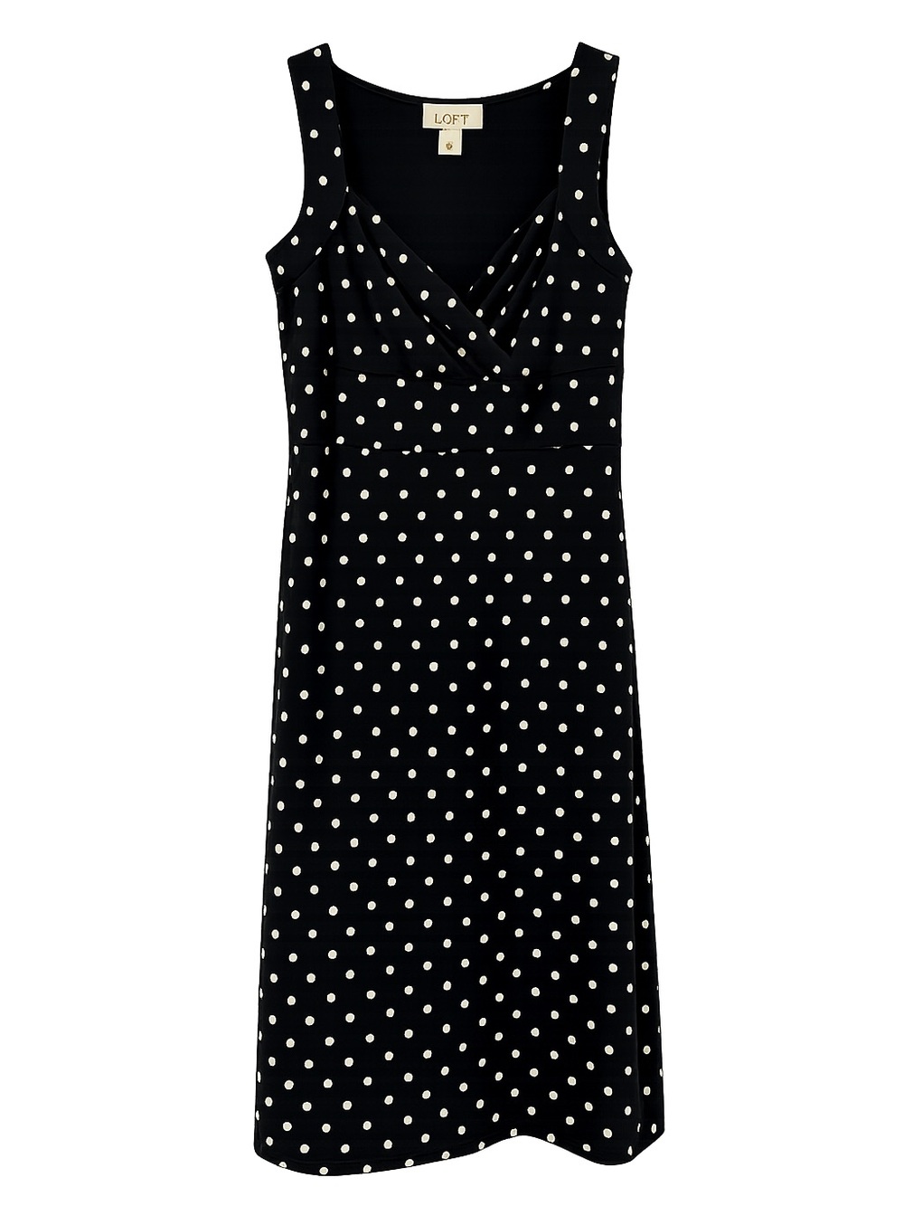 LOFT Petite Navy and White Polka Dot Sleeveless Wrap Dress